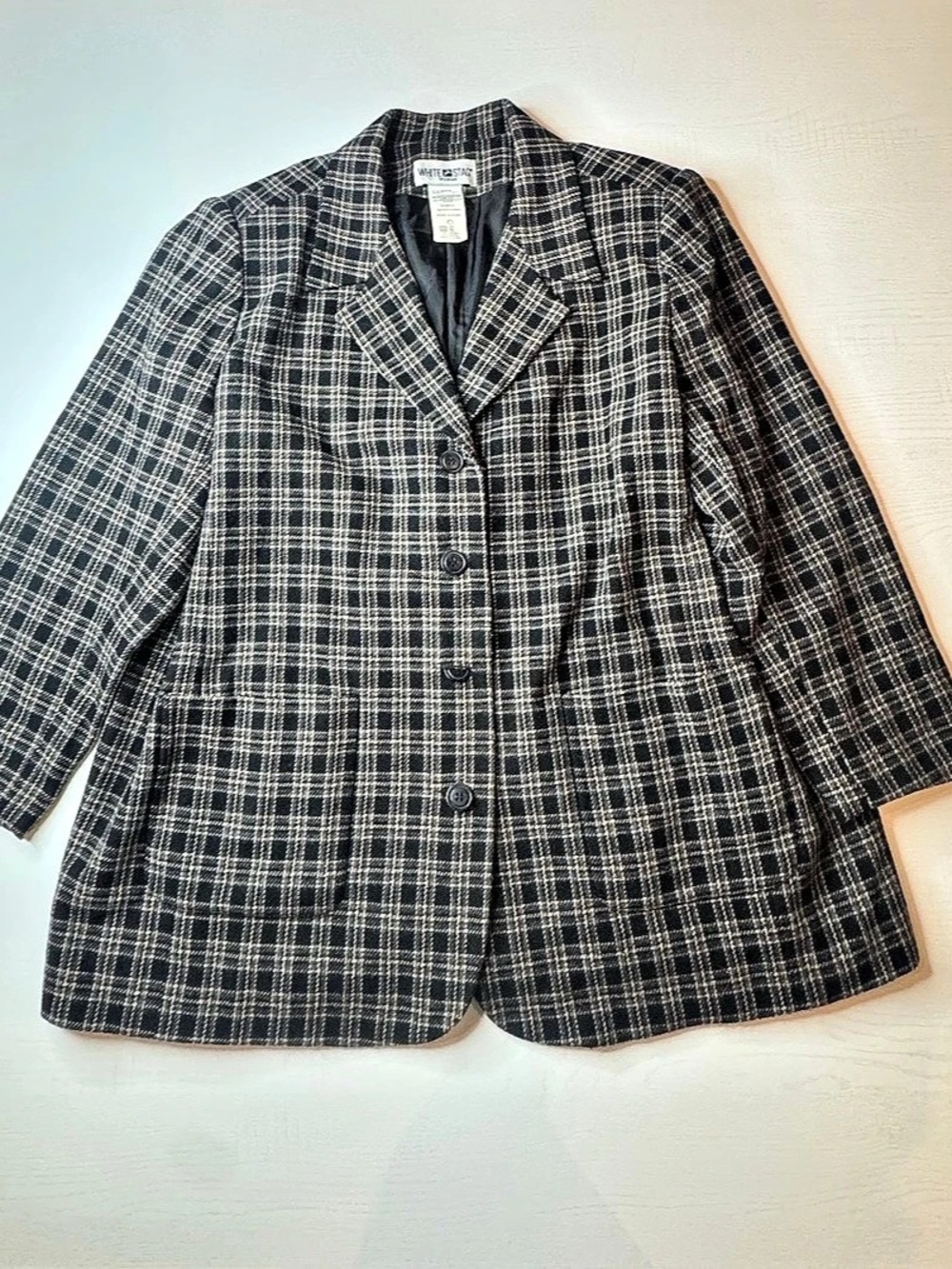 White Stag Vintage Plaid Wool Blend Blazer Jacket Plus Size 22W